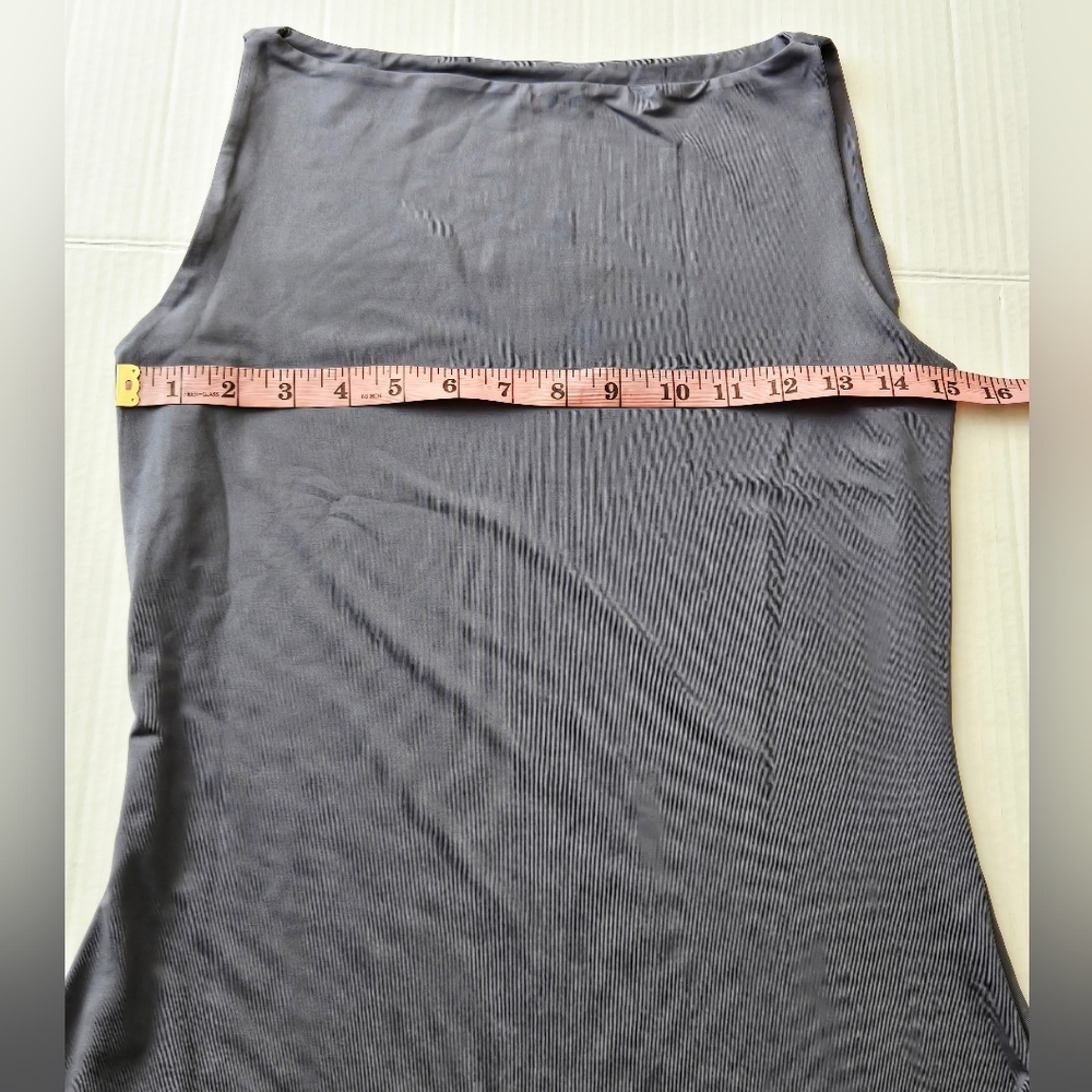 Gray Summer Sleeveless Boat Neck Mini Dress Slim Fit Bodycon Dress M - Picture 8 of 11